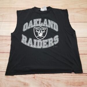 Vintage Oakland Raiders Shirt Mens Large Black Muscle The Edge NFL Sleeveless 97